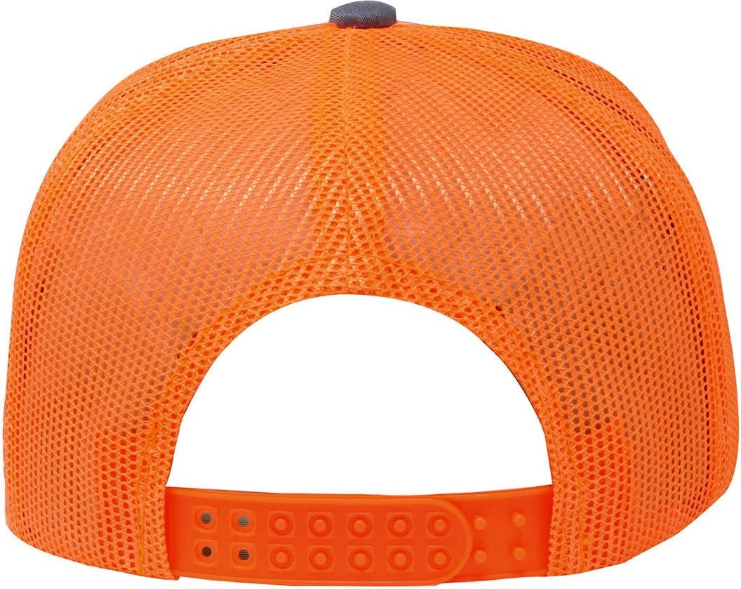 Cobra Cap C112f 5 Panel Structured Poly/cotton Front Mesh Back - Charcoal Neon Orange