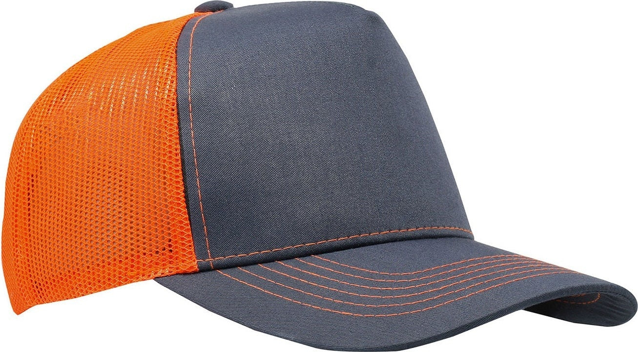 Cobra Cap C112f 5 Panel Structured Poly/cotton Front Mesh Back - Charcoal Neon Orange
