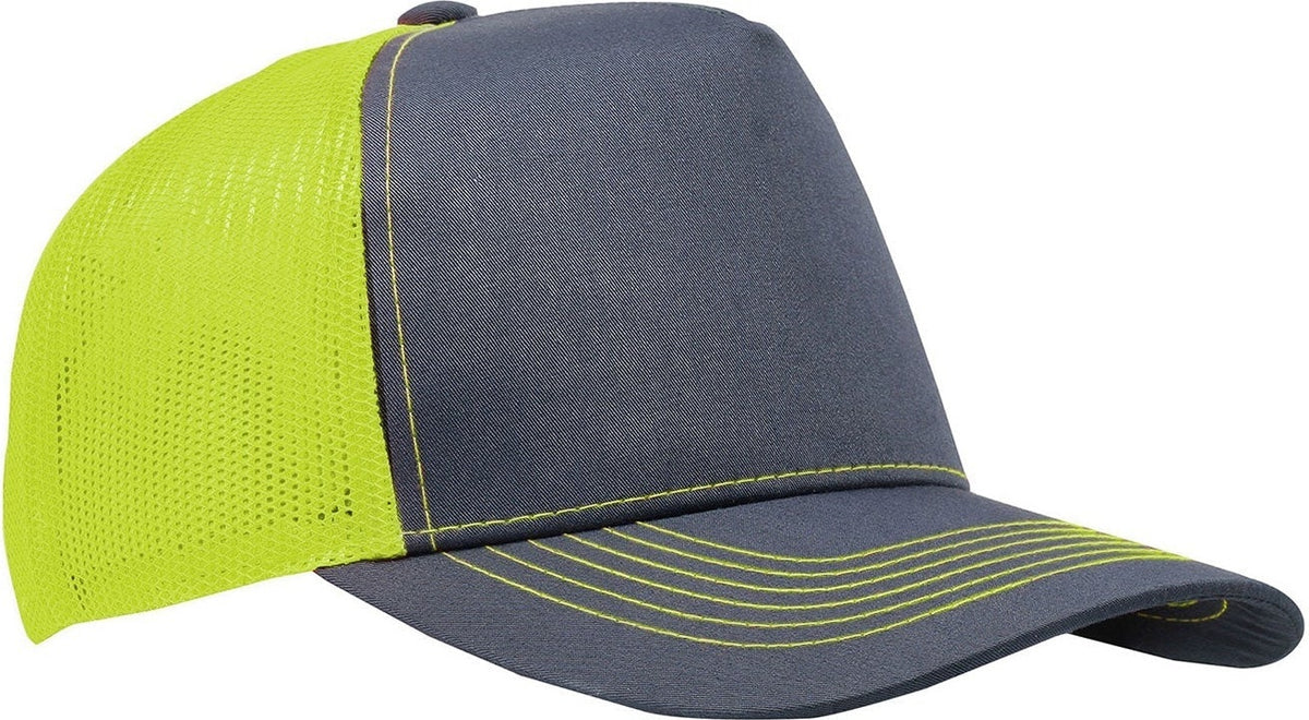 Cobra Cap C112f 5 Panel Structured Poly/cotton Front Mesh Back - Charcoal Neon Yellow