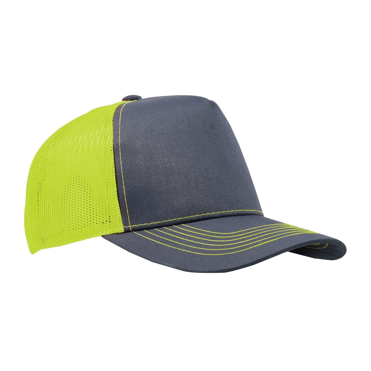 Cobra Cap C112f 5 Panel Structured Poly/cotton Front Mesh Back - Charcoal Neon Yellow