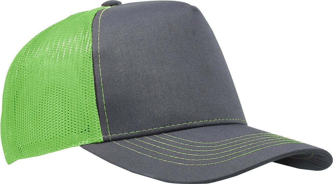 Cobra Cap C112f 5 Panel Structured Poly/cotton Front Mesh Back - Charcoal Neon Green