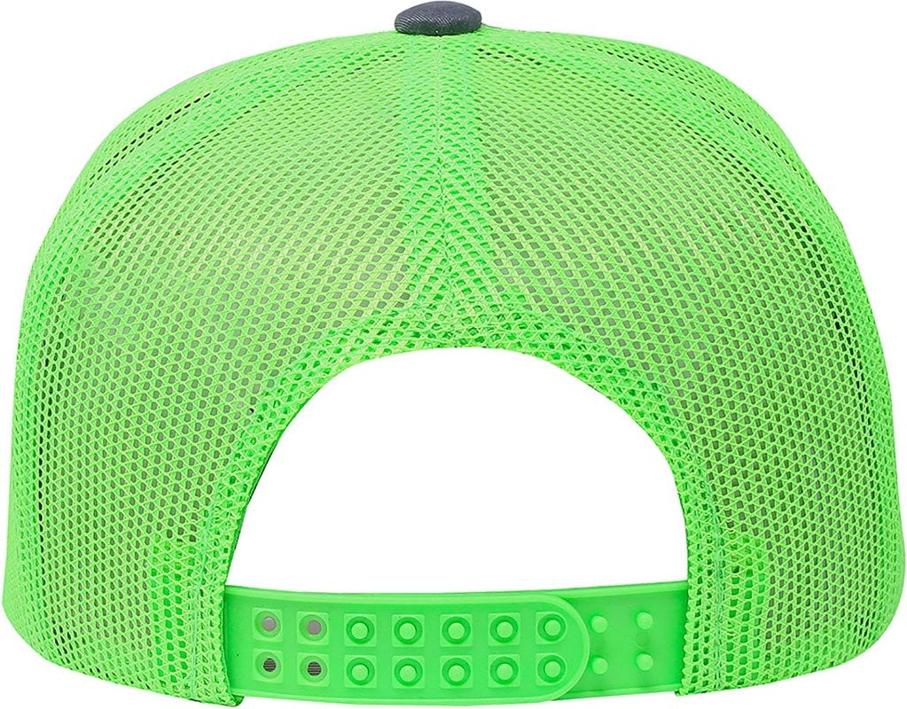 Cobra Cap C112f 5 Panel Structured Poly/cotton Front Mesh Back - Charcoal Neon Green