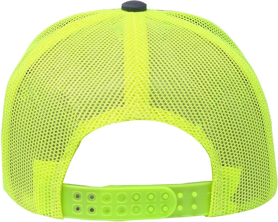 Cobra Cap C112f 5 Panel Structured Poly/cotton Front Mesh Back - Charcoal Neon Yellow