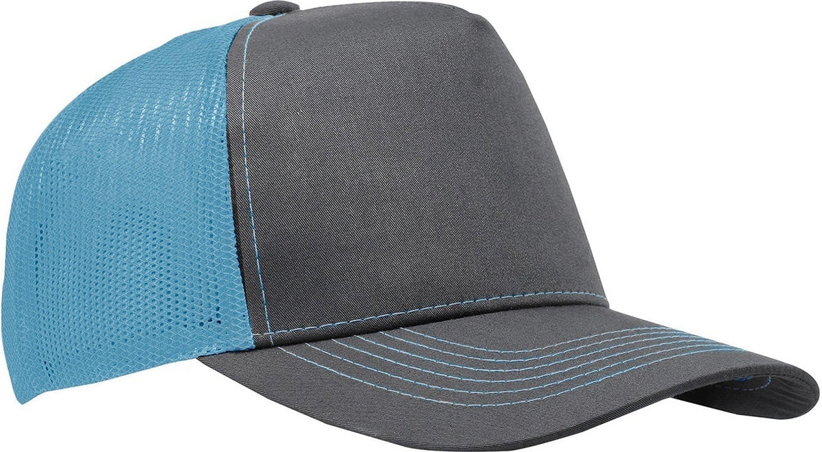Cobra Cap C112f 5 Panel Structured Poly/cotton Front Mesh Back - Charcoal Neon Blue