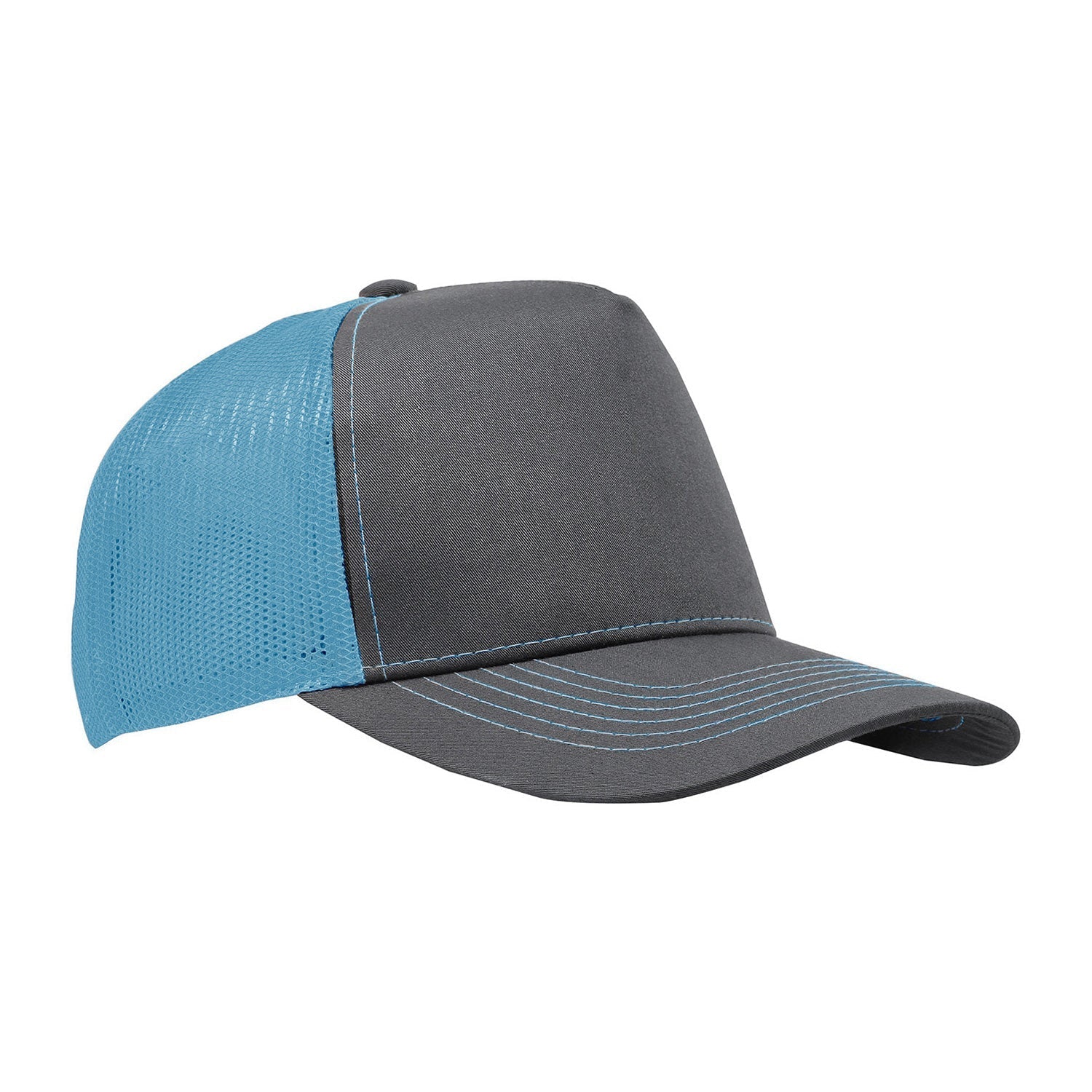 Cobra Cap C112f 5 Panel Structured Poly/cotton Front Mesh Back - Charcoal Neon Blue