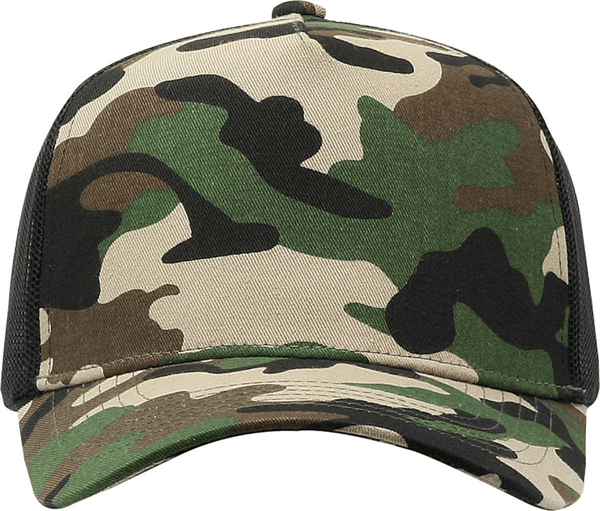 Cobra Cap C112f 5 Panel Structured Poly/cotton Front Mesh Back - Army Green Camo Black