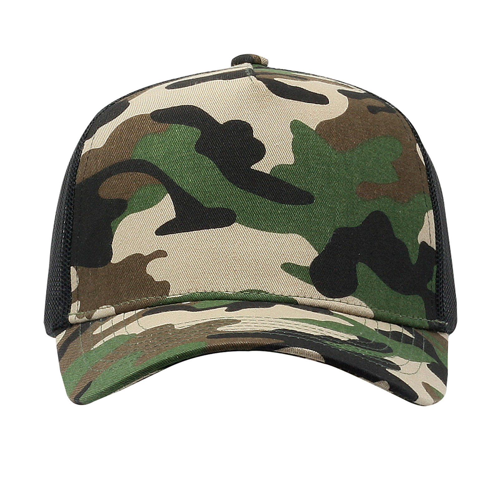 Cobra Cap C112f 5 Panel Structured Poly/cotton Front Mesh Back - Army Green Camo Black