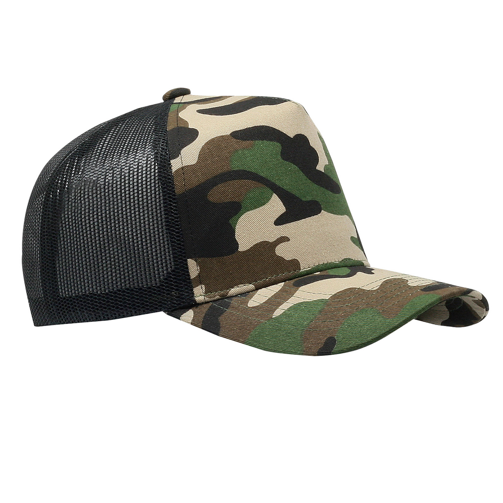 Cobra Cap C112f 5 Panel Structured Poly/cotton Front Mesh Back - Army Green Camo Black