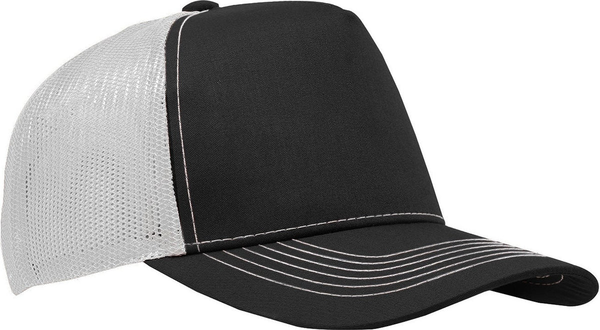 Cobra Cap C112f 5 Panel Structured Poly/cotton Front Mesh Back - Black White