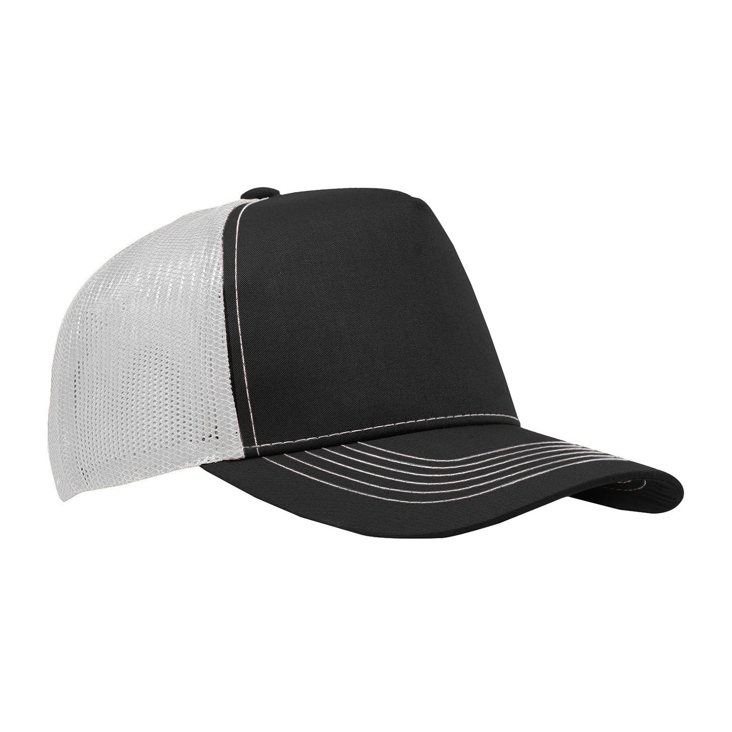 Cobra Cap C112f 5 Panel Structured Poly/cotton Front Mesh Back - Black White