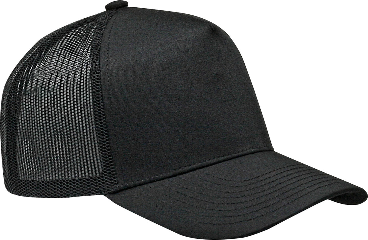Cobra Cap C112f 5 Panel Structured Poly/cotton Front Mesh Back - Black