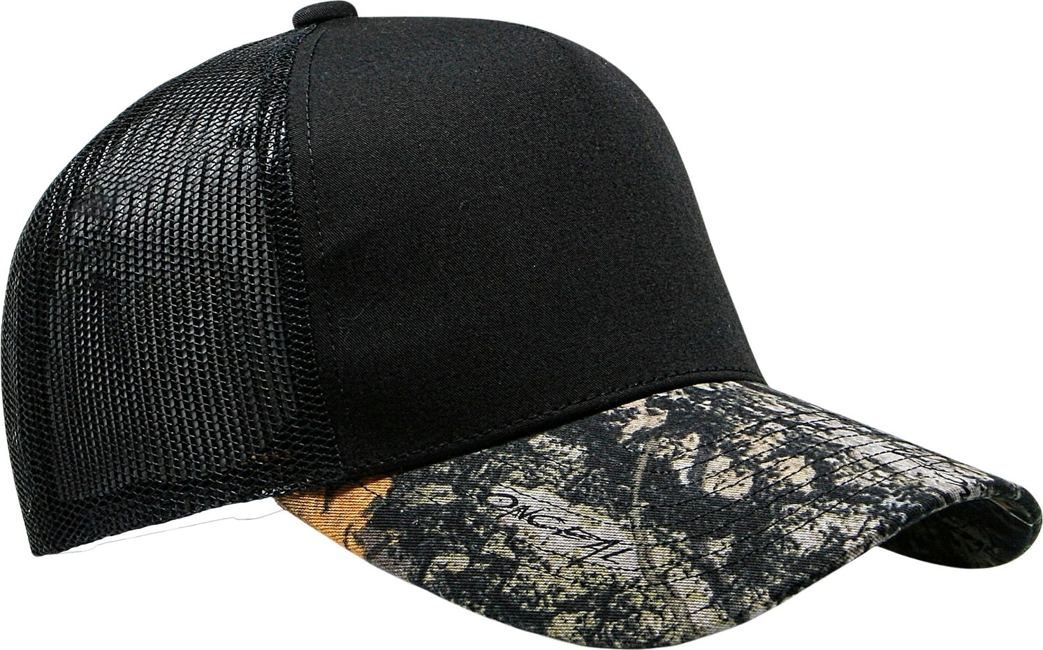 Cobra Cap C112f-c 5 Panel Structured Poly/cotton Front Mesh Back Camo - Black Truetimbernc