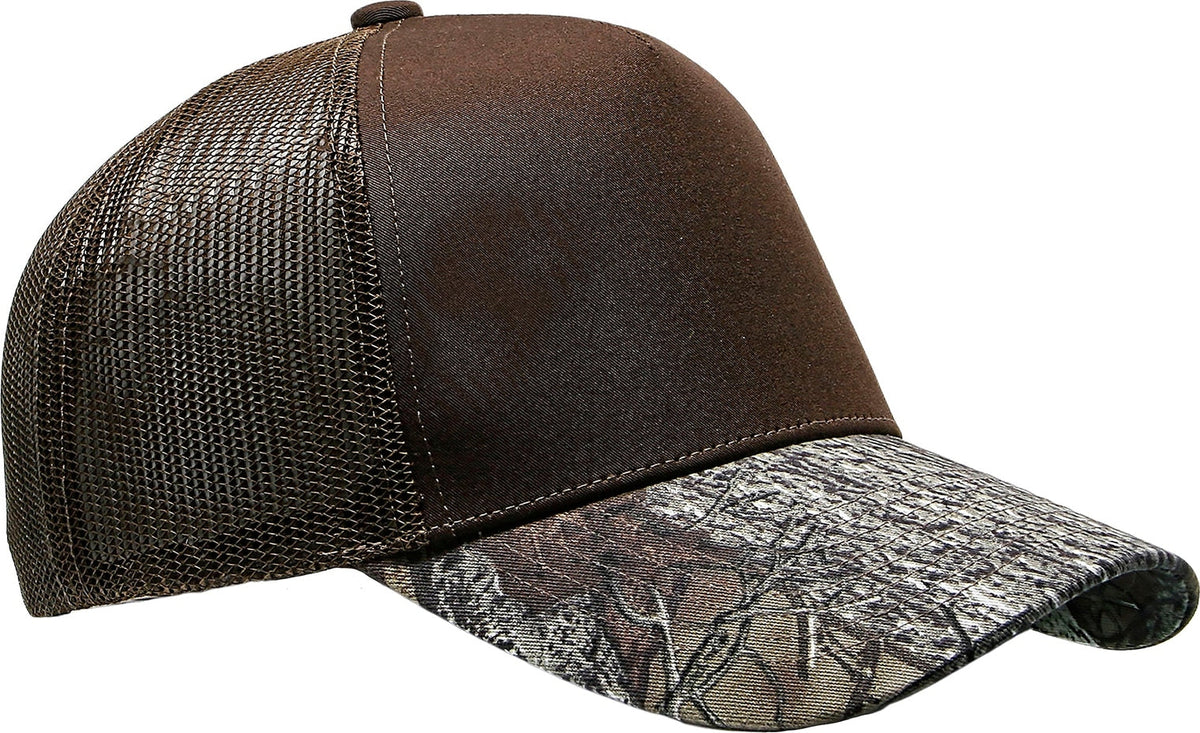 Cobra Cap C112f-c 5 Panel Structured Poly/cotton Front Mesh Back Camo - Brown Truetimberhtcf Brownmesh