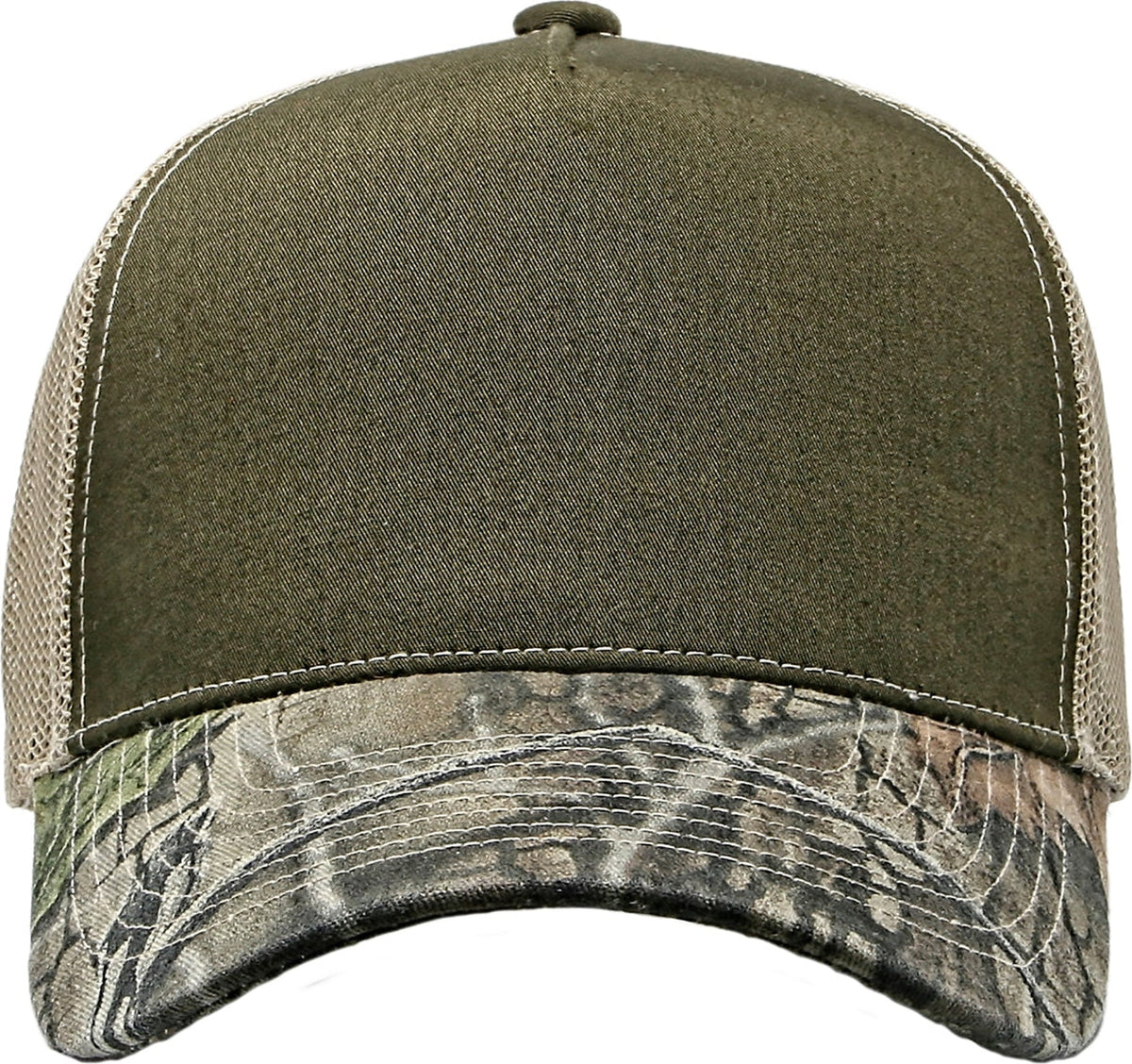 Cobra Cap C112f-c 5 Panel Structured Poly/cotton Front Mesh Back Camo - Loden Superflauge Khakimesh