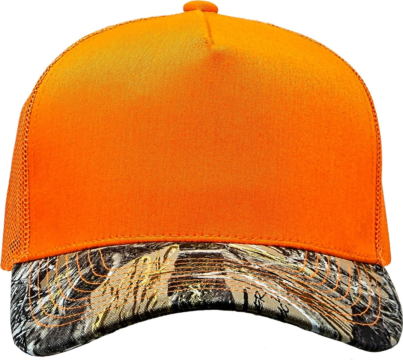 Cobra Cap C112f-c 5 Panel Structured Poly/cotton Front Mesh Back Camo - Flame Orange Truetimbermc2
