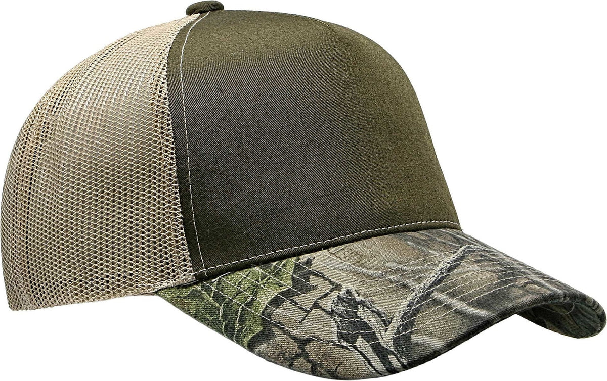Cobra Cap C112f-c 5 Panel Structured Poly/cotton Front Mesh Back Camo - Loden Superflauge Khakimesh