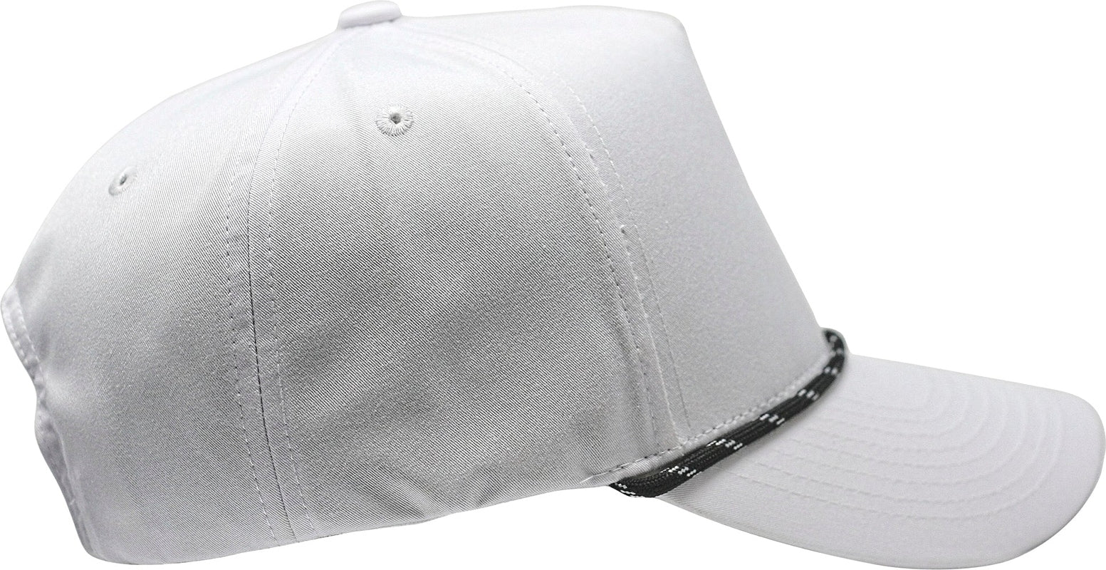 Cobra Cap C112fr 5 Panel Mixcolors Rope Structured Poly/cotton Front Mesh Back - White Fullfabric Black
