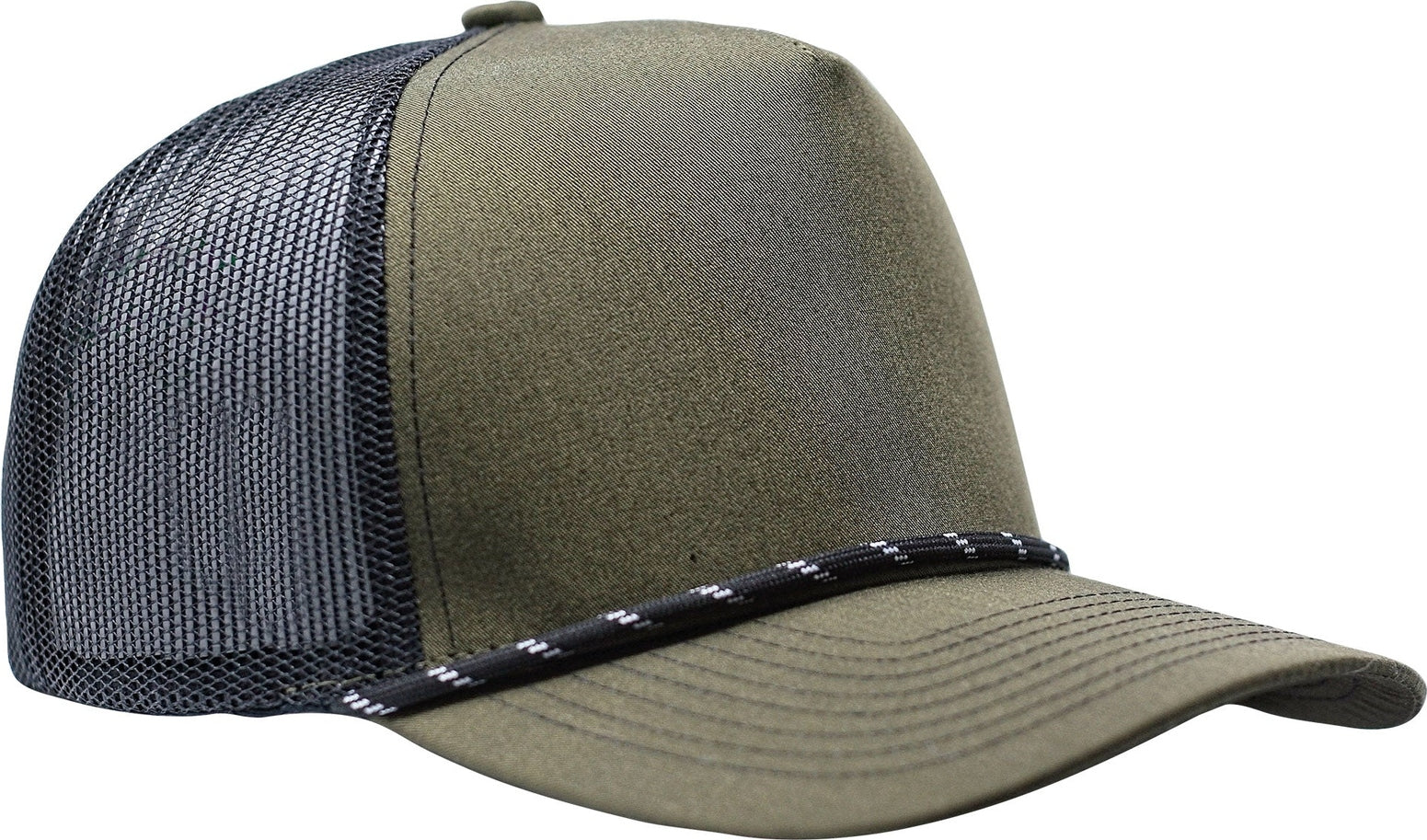 Cobra Cap C112fr 5 Panel Mixcolors Rope Structured Poly/cotton Front Mesh Back - Loden Black White