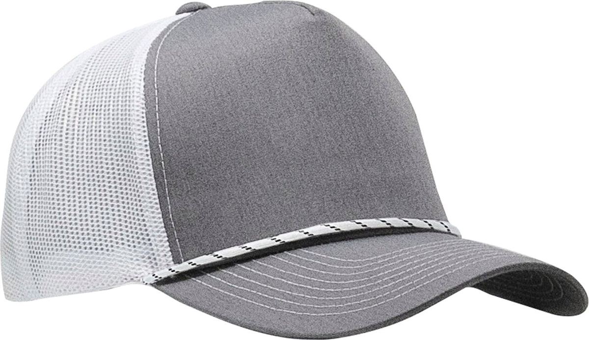 Cobra Cap C112fr 5 Panel Mixcolors Rope Structured Poly/cotton Front Mesh Back - Heather White Black