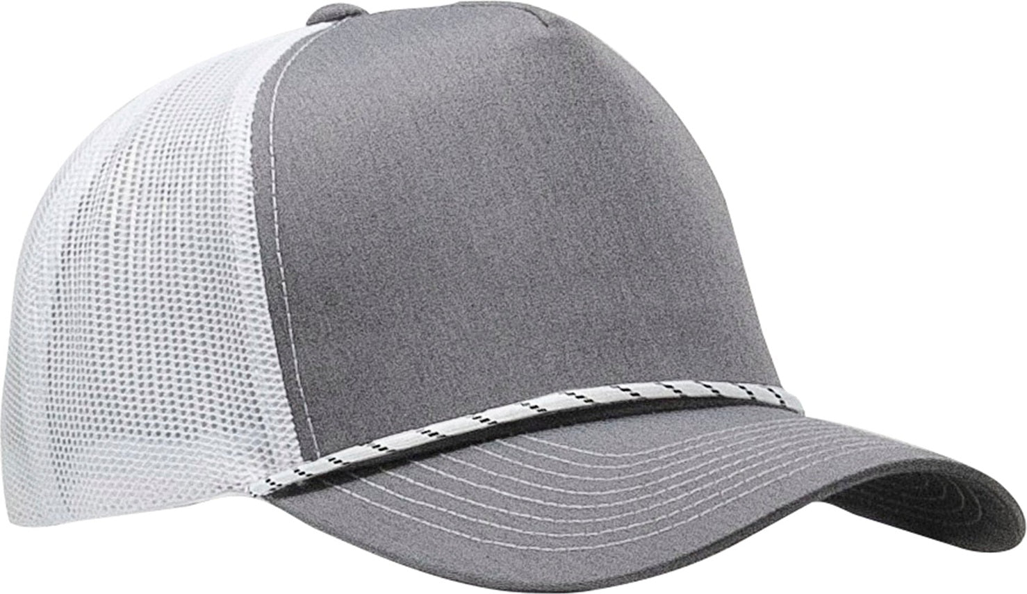 Cobra Cap C112fr 5 Panel Mixcolors Rope Structured Poly/cotton Front Mesh Back - Heather White Black