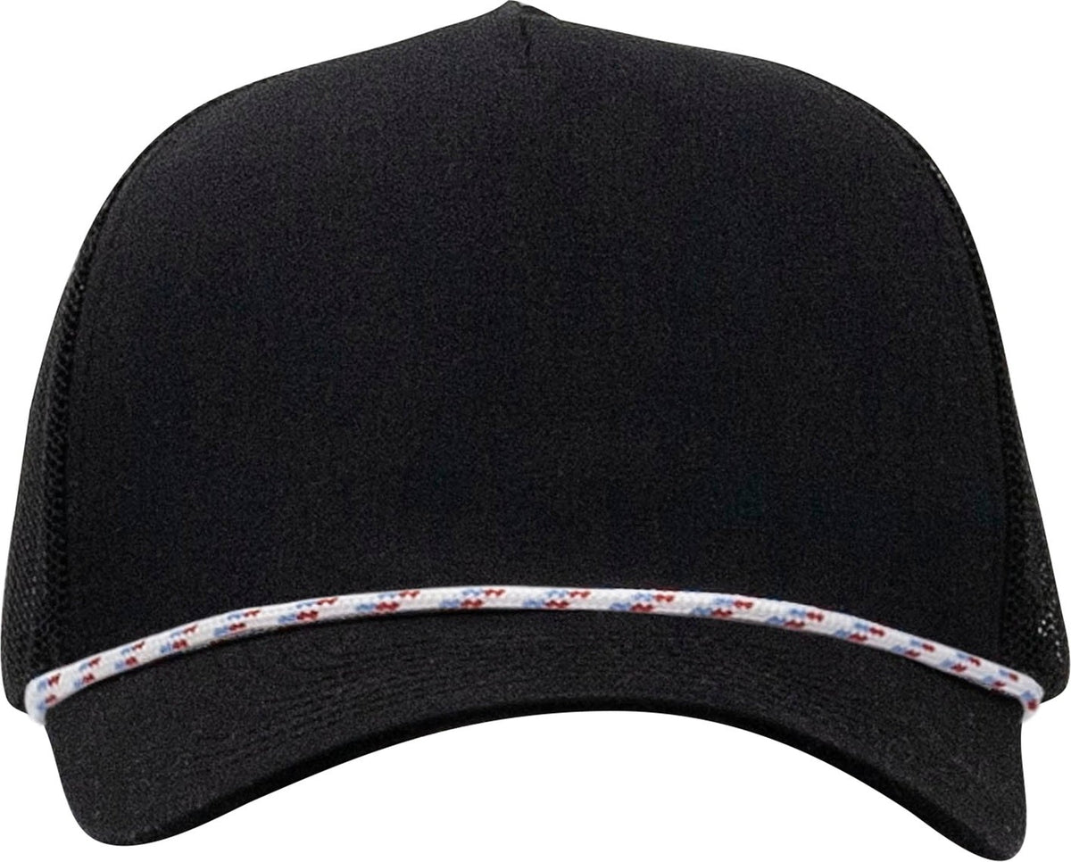 Cobra Cap C112fr 5 Panel Mixcolors Rope Structured Poly/cotton Front Mesh Back - Black Red White Blue