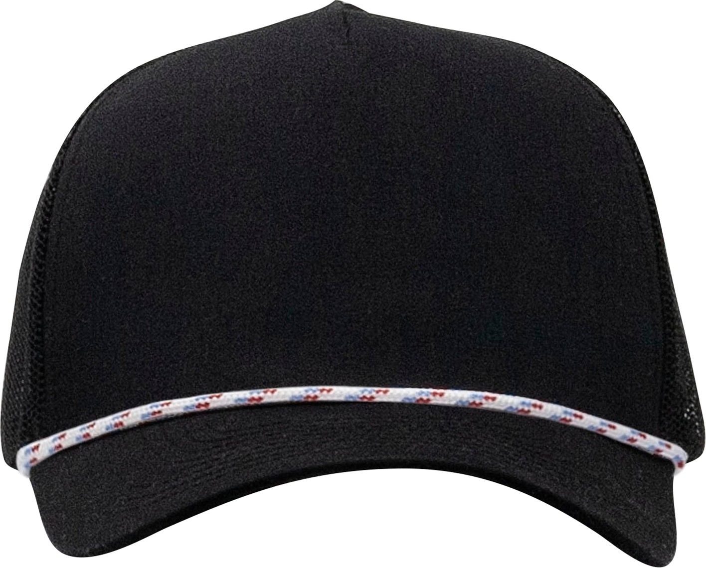 Cobra Cap C112fr 5 Panel Mixcolors Rope Structured Poly/cotton Front Mesh Back - Black Red White Blue