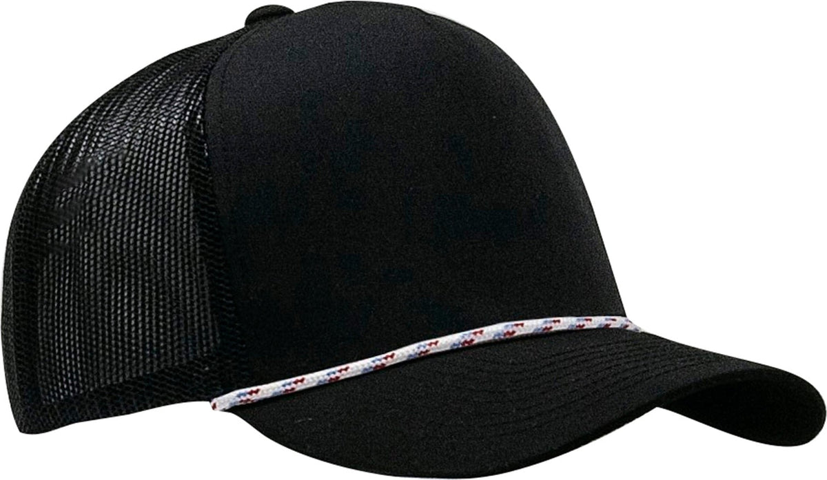 Cobra Cap C112fr 5 Panel Mixcolors Rope Structured Poly/cotton Front Mesh Back - Black Red White Blue
