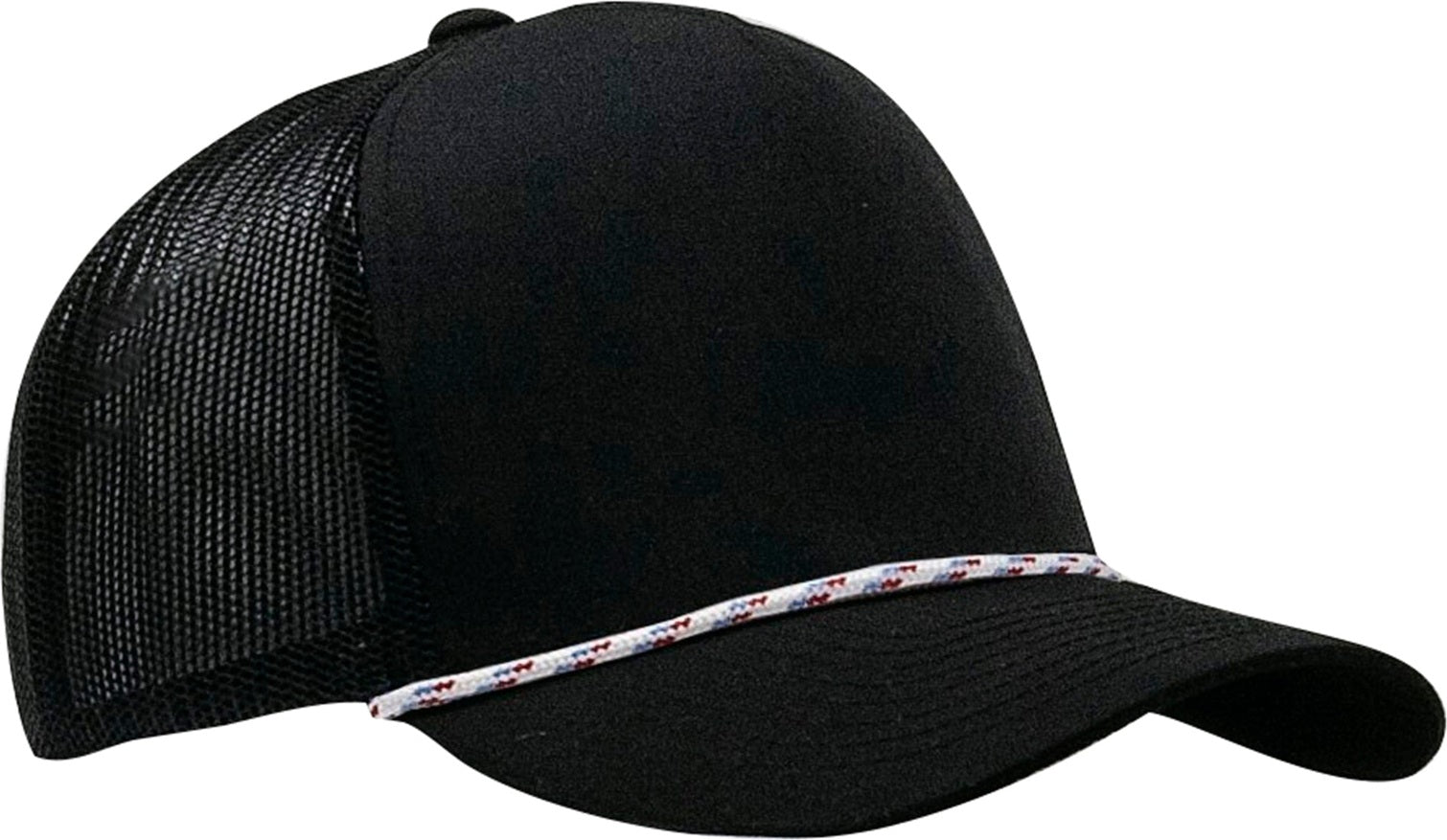 Cobra Cap C112fr 5 Panel Mixcolors Rope Structured Poly/cotton Front Mesh Back - Black Red White Blue