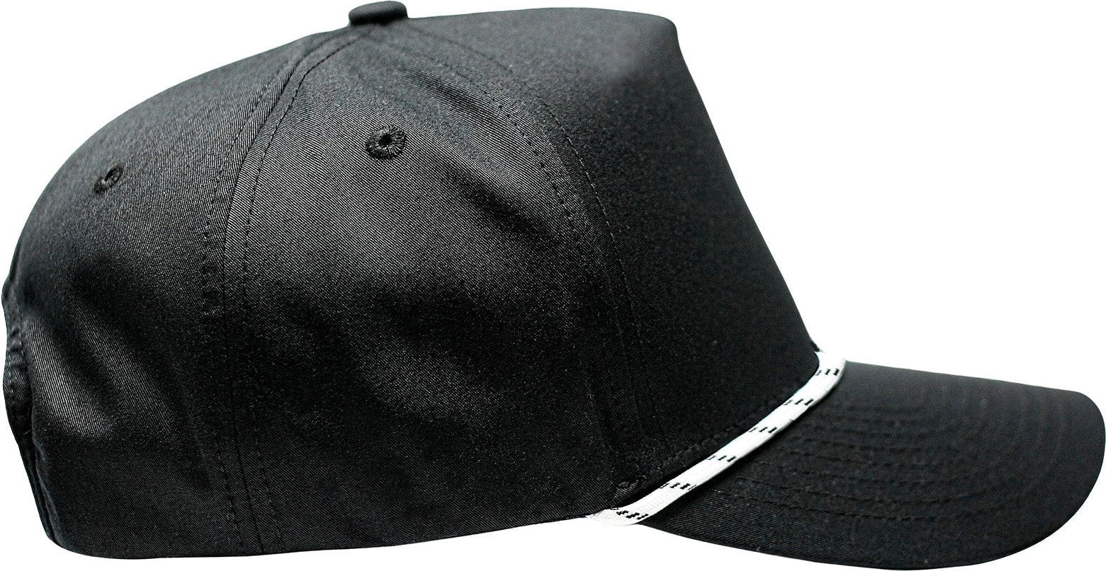 Cobra Cap C112fr 5 Panel Mixcolors Rope Structured Poly/cotton Front Mesh Back - Black Fullfabric White