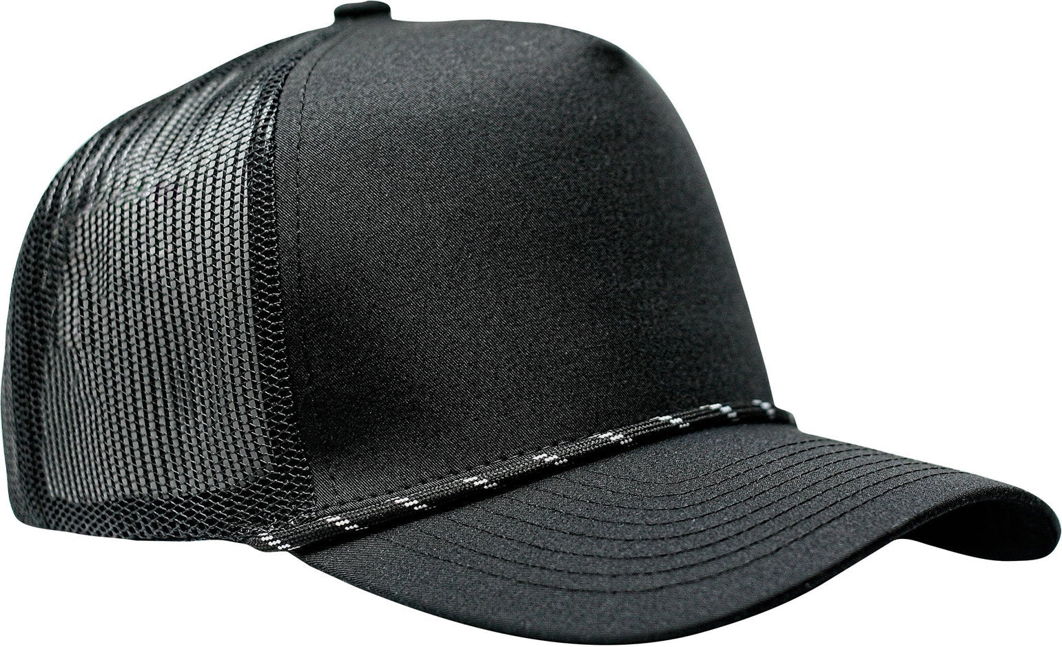 Cobra Cap C112fr 5 Panel Mixcolors Rope Structured Poly/cotton Front Mesh Back - Black White