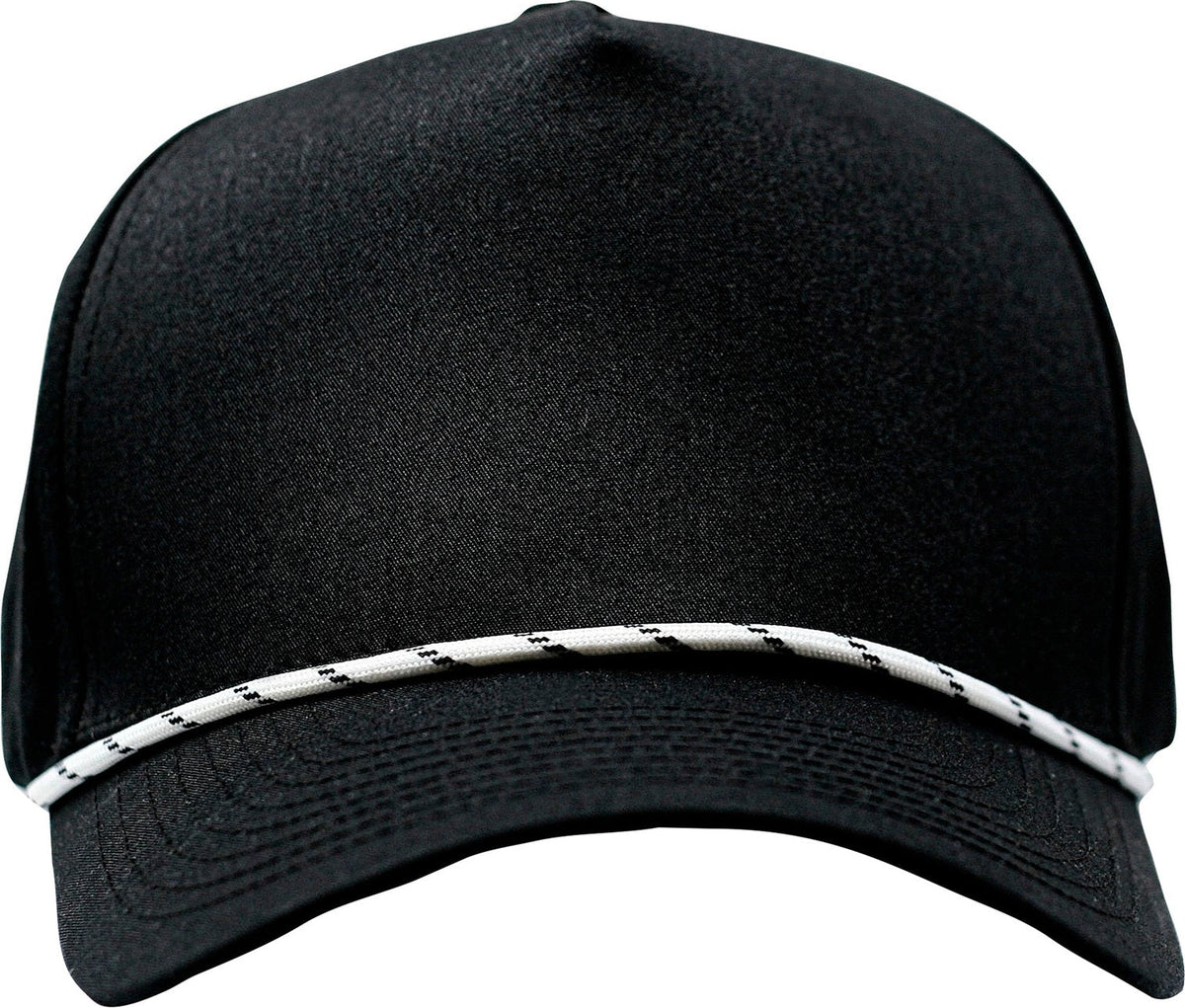Cobra Cap C112fr 5 Panel Mixcolors Rope Structured Poly/cotton Front Mesh Back - Black Fullfabric White