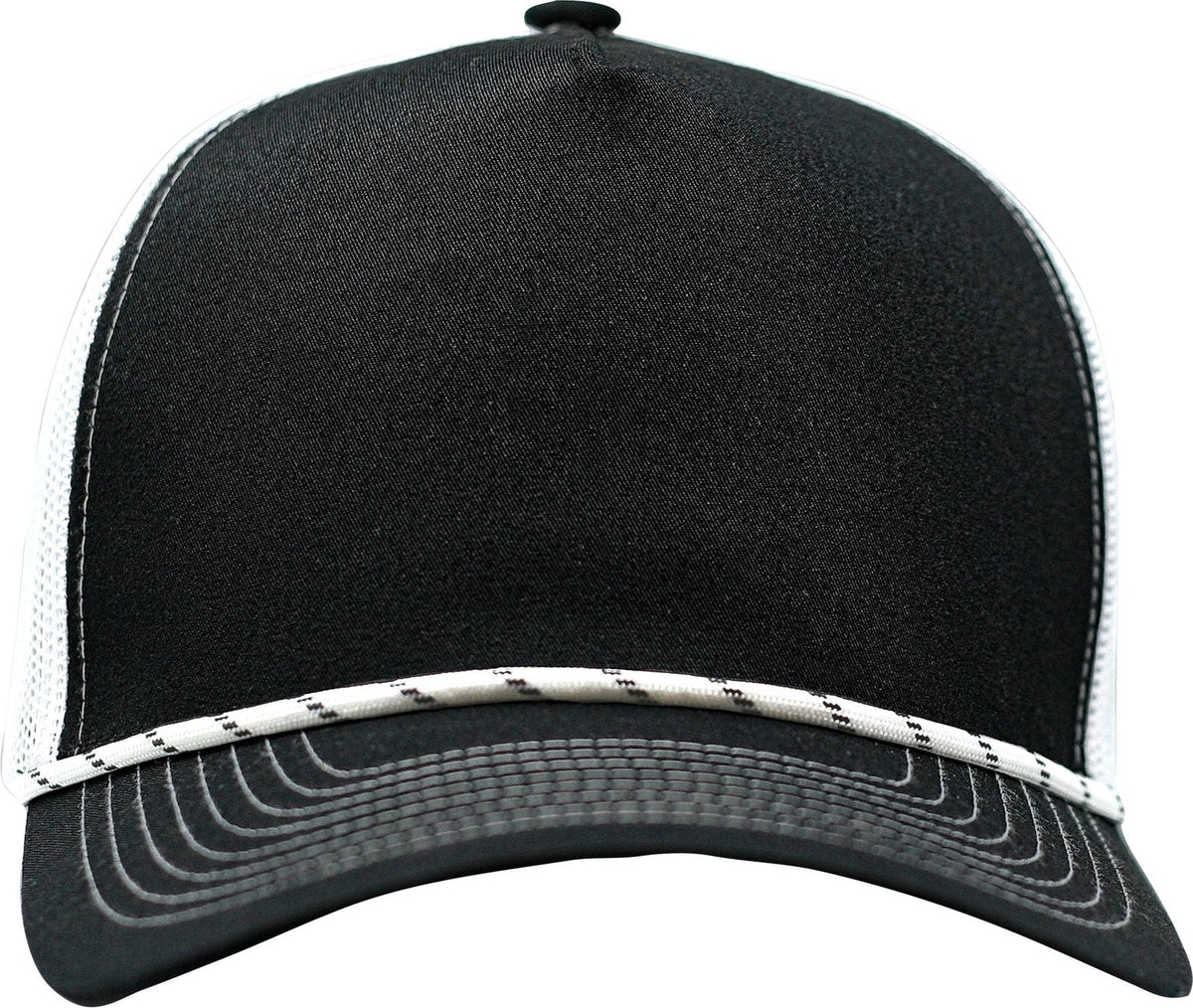 Cobra Cap C112fr 5 Panel Mixcolors Rope Structured Poly/cotton Front Mesh Back - Black White