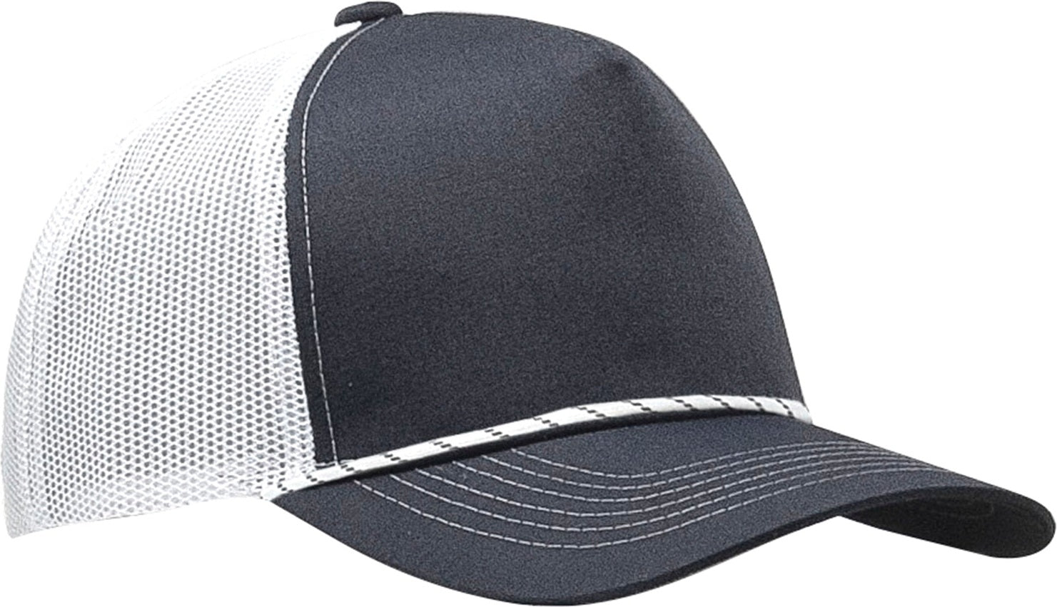Cobra Cap C112fr 5 Panel Mixcolors Rope Structured Poly/cotton Front Mesh Back - Charcoal White Black
