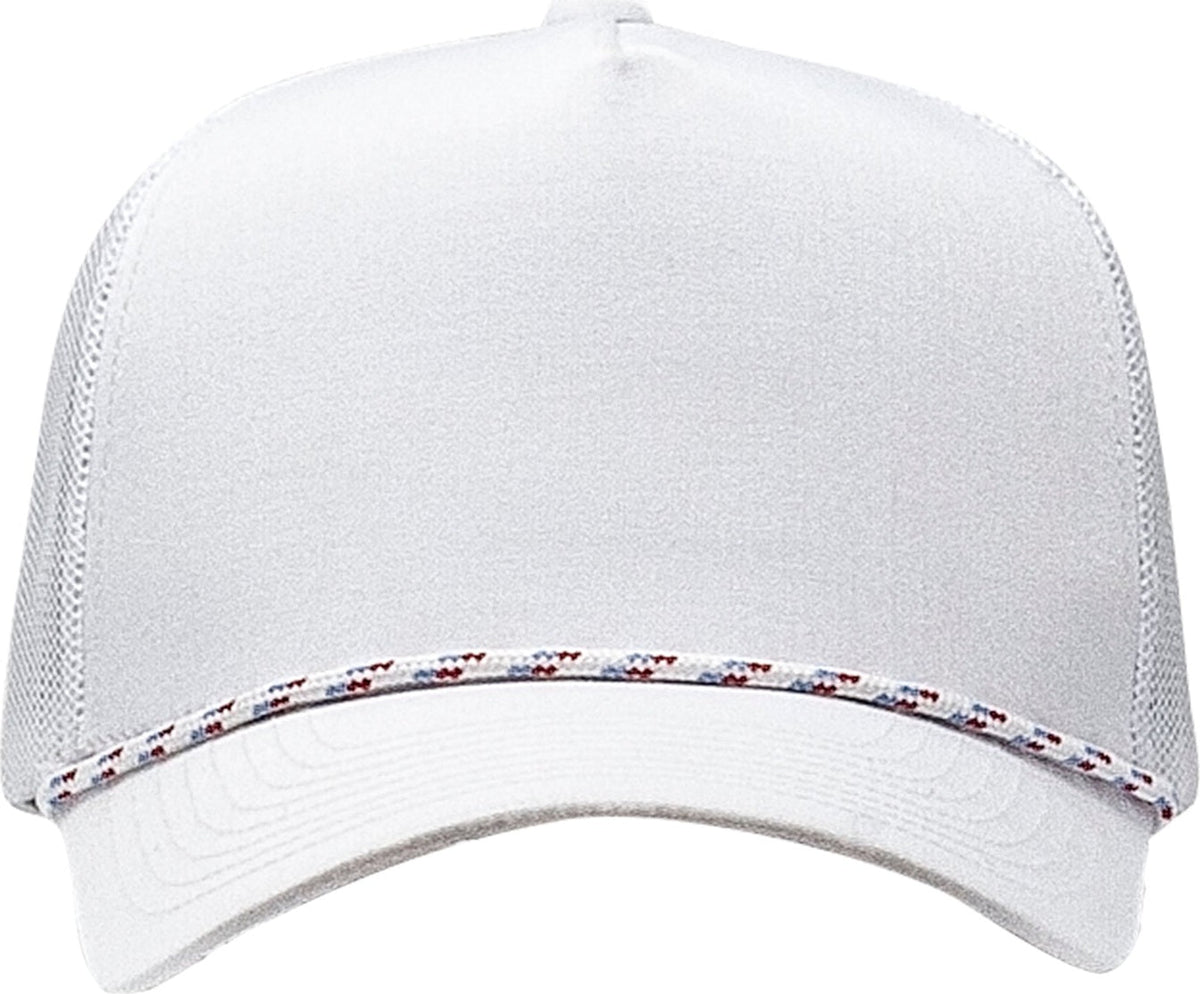 Cobra Cap C112fr 5 Panel Mixcolors Rope Structured Poly/cotton Front Mesh Back - White Red Blue