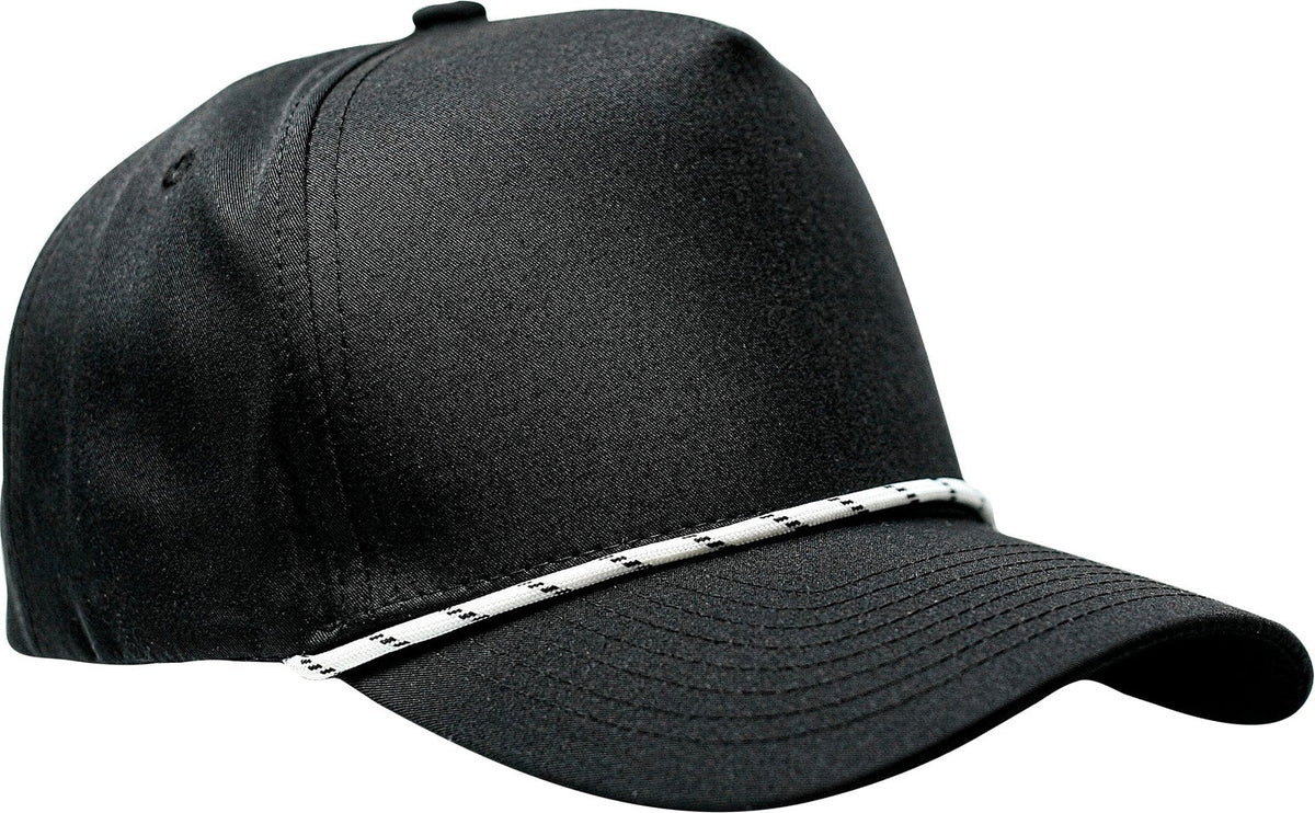 Cobra Cap C112fr 5 Panel Mixcolors Rope Structured Poly/cotton Front Mesh Back - Black Fullfabric White