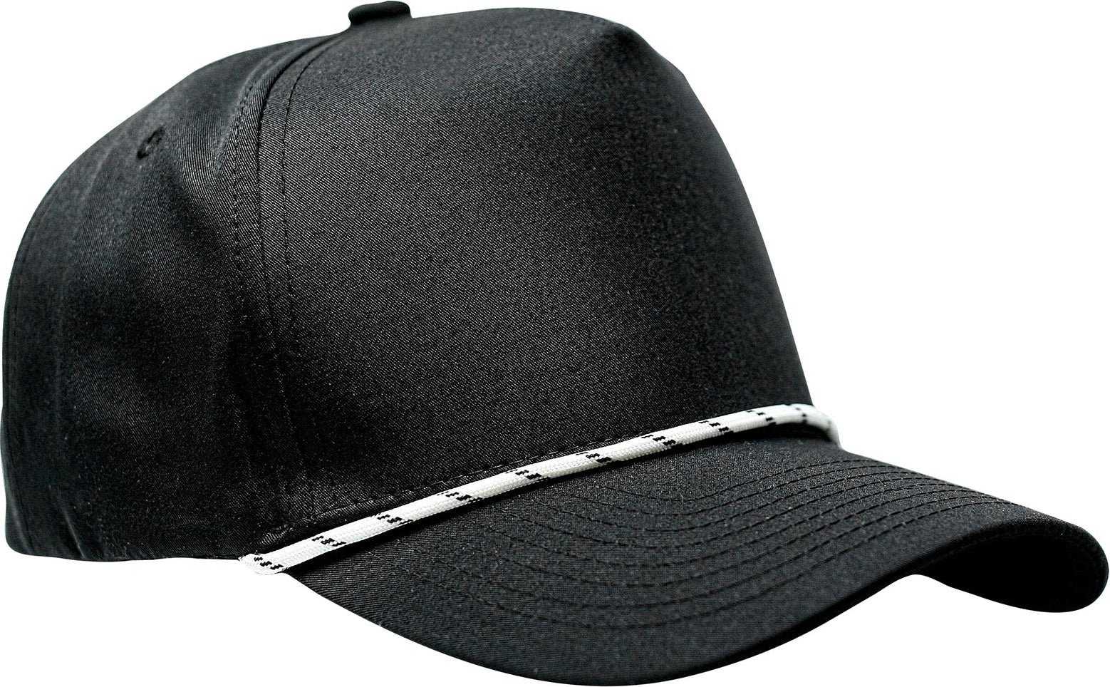Cobra Cap C112fr 5 Panel Mixcolors Rope Structured Poly/cotton Front Mesh Back - Black Fullfabric White