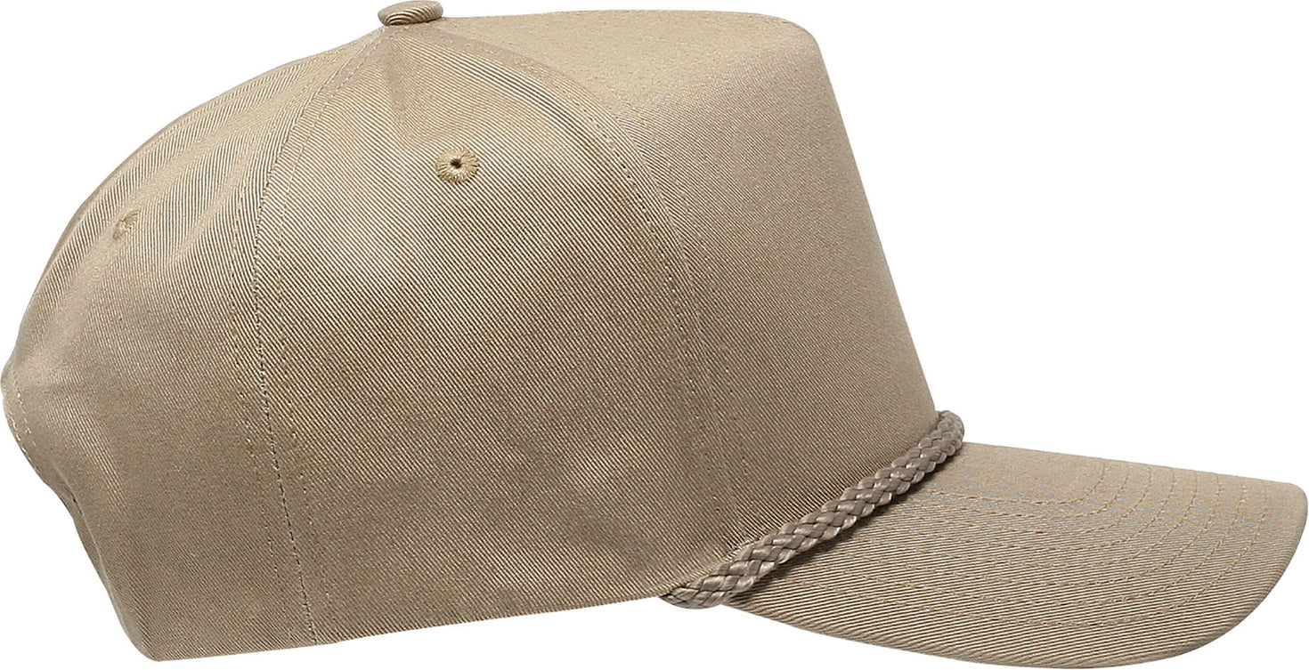 Cobra Cap C256 5 Panel Twill Snap Back Golf 7 Mm Rope Capsupgraded Tsg - Khaki