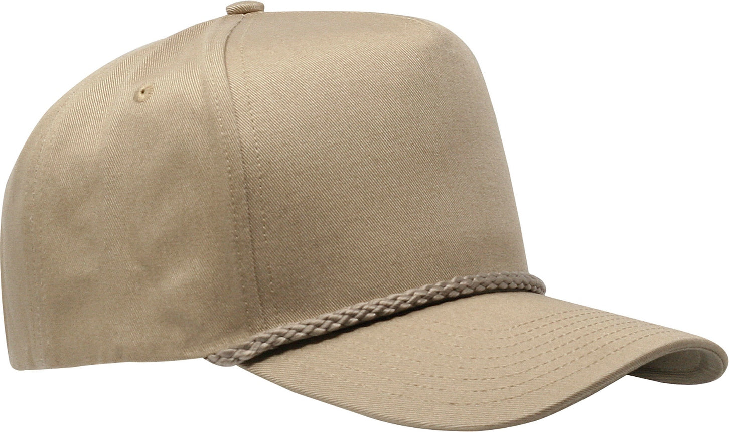 Cobra Cap C256 5 Panel Twill Snap Back Golf 7 Mm Rope Capsupgraded Tsg - Khaki
