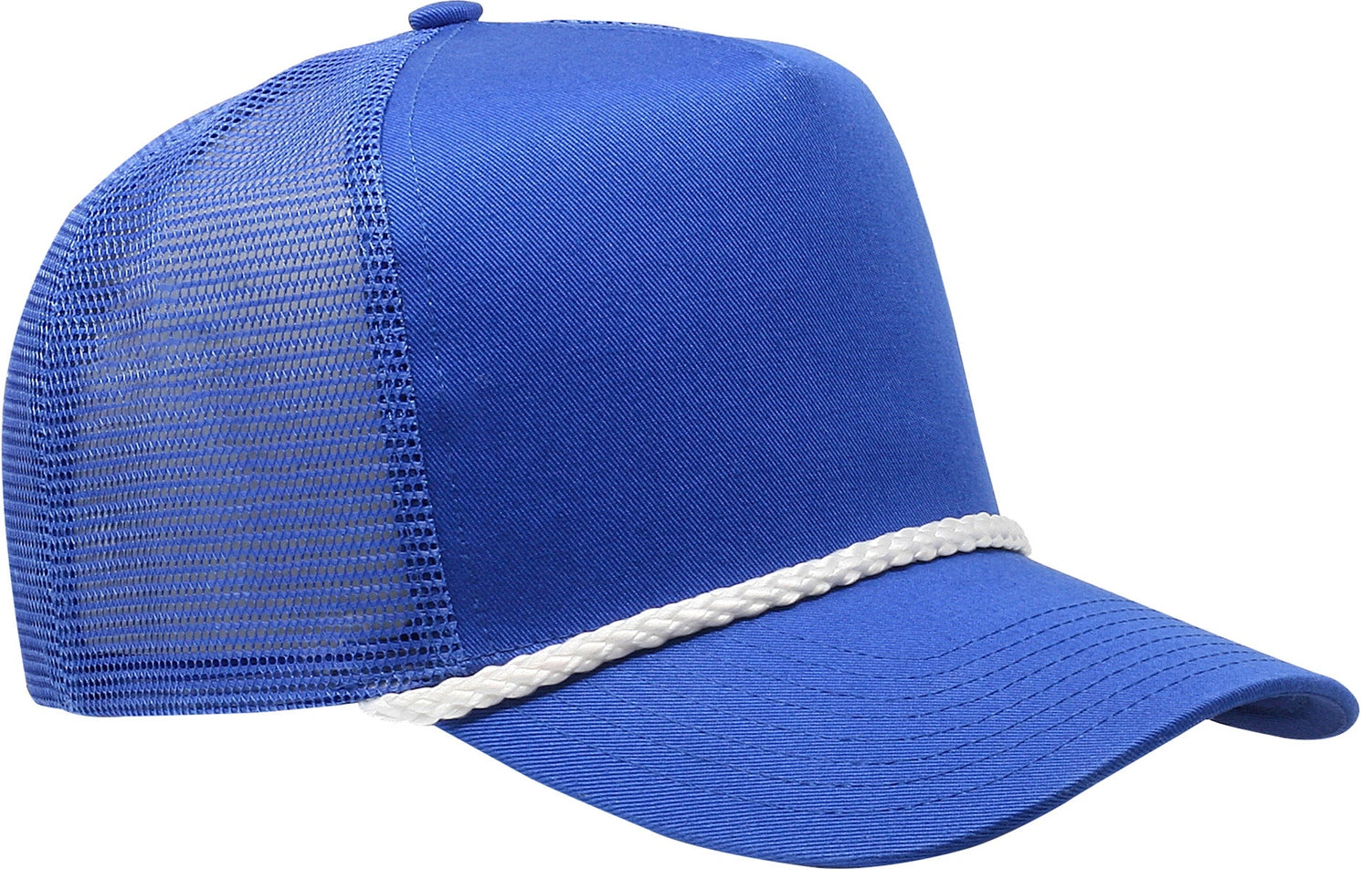 Cobra Cap C256m 5 Panel Cotton Twill Front Mesh Back 7 Mm Rope Upgraded Tsm - Royal White