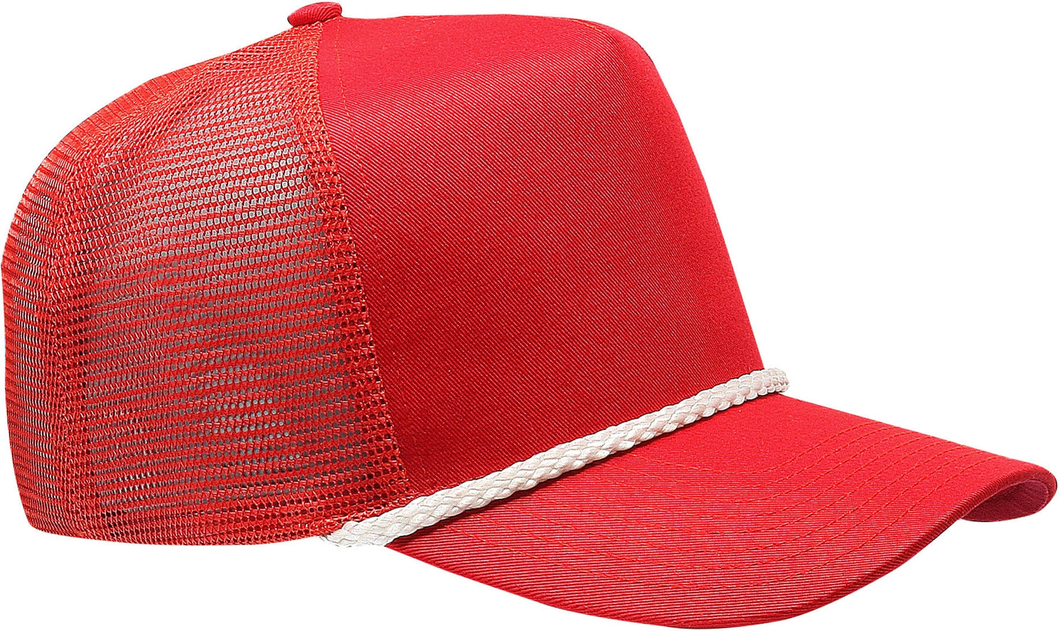 Cobra Cap C256m 5 Panel Cotton Twill Front Mesh Back 7 Mm Rope Upgraded Tsm - Red White