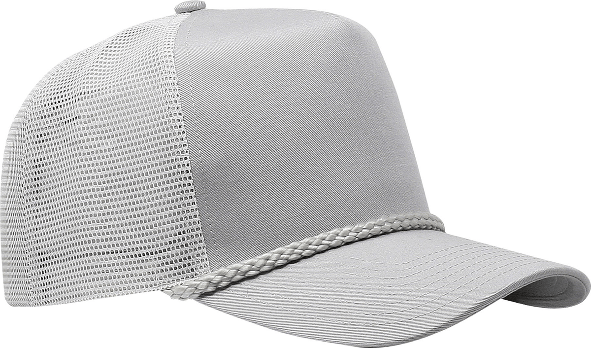 Cobra Cap C256m 5 Panel Cotton Twill Front Mesh Back 7 Mm Rope Upgraded Tsm - Gray