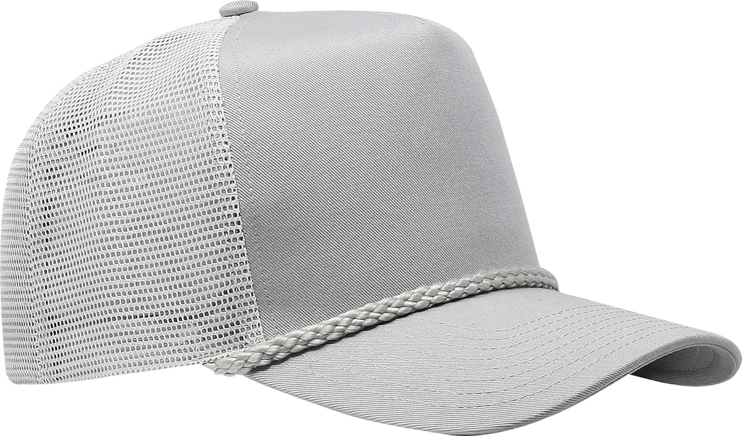 Cobra Cap C256m 5 Panel Cotton Twill Front Mesh Back 7 Mm Rope Upgraded Tsm - Gray