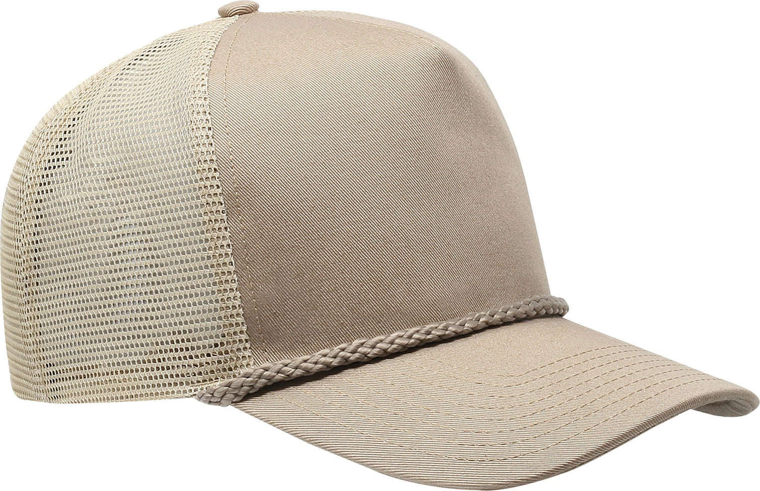 Cobra Cap C256m 5 Panel Cotton Twill Front Mesh Back 7 Mm Rope Upgraded Tsm - Khaki