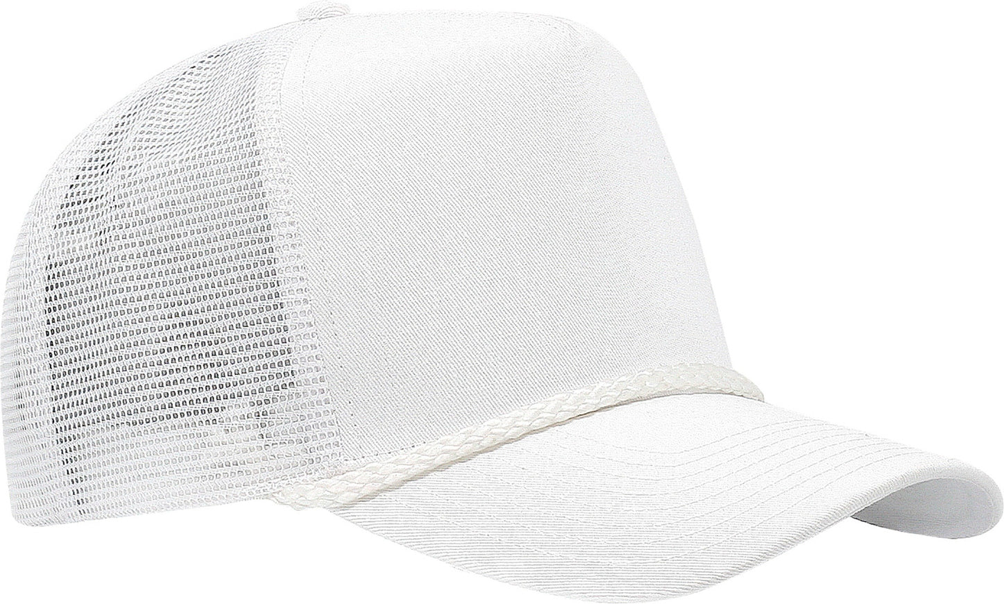 Cobra Cap C256m 5 Panel Cotton Twill Front Mesh Back 7 Mm Rope Upgraded Tsm - White