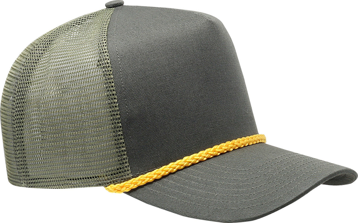 Cobra Cap C256m 5 Panel Cotton Twill Front Mesh Back 7 Mm Rope Upgraded Tsm - Loden Gold