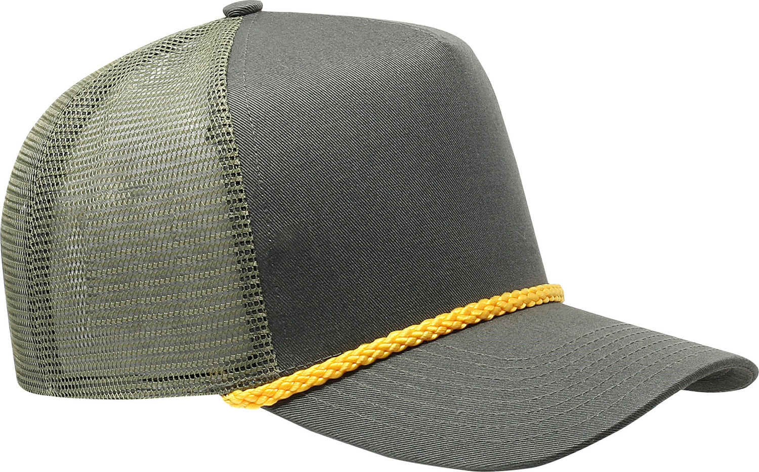 Cobra Cap C256m 5 Panel Cotton Twill Front Mesh Back 7 Mm Rope Upgraded Tsm - Loden Gold