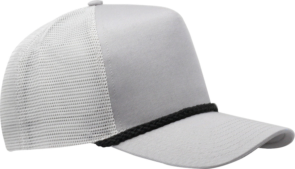 Cobra Cap C256m 5 Panel Cotton Twill Front Mesh Back 7 Mm Rope Upgraded Tsm - Gray Black