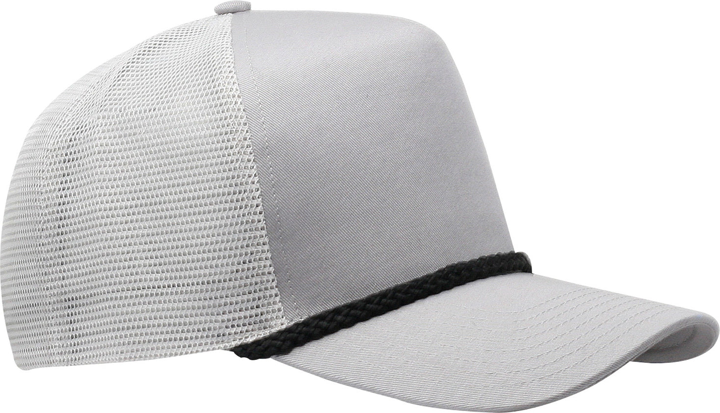Cobra Cap C256m 5 Panel Cotton Twill Front Mesh Back 7 Mm Rope Upgraded Tsm - Gray Black