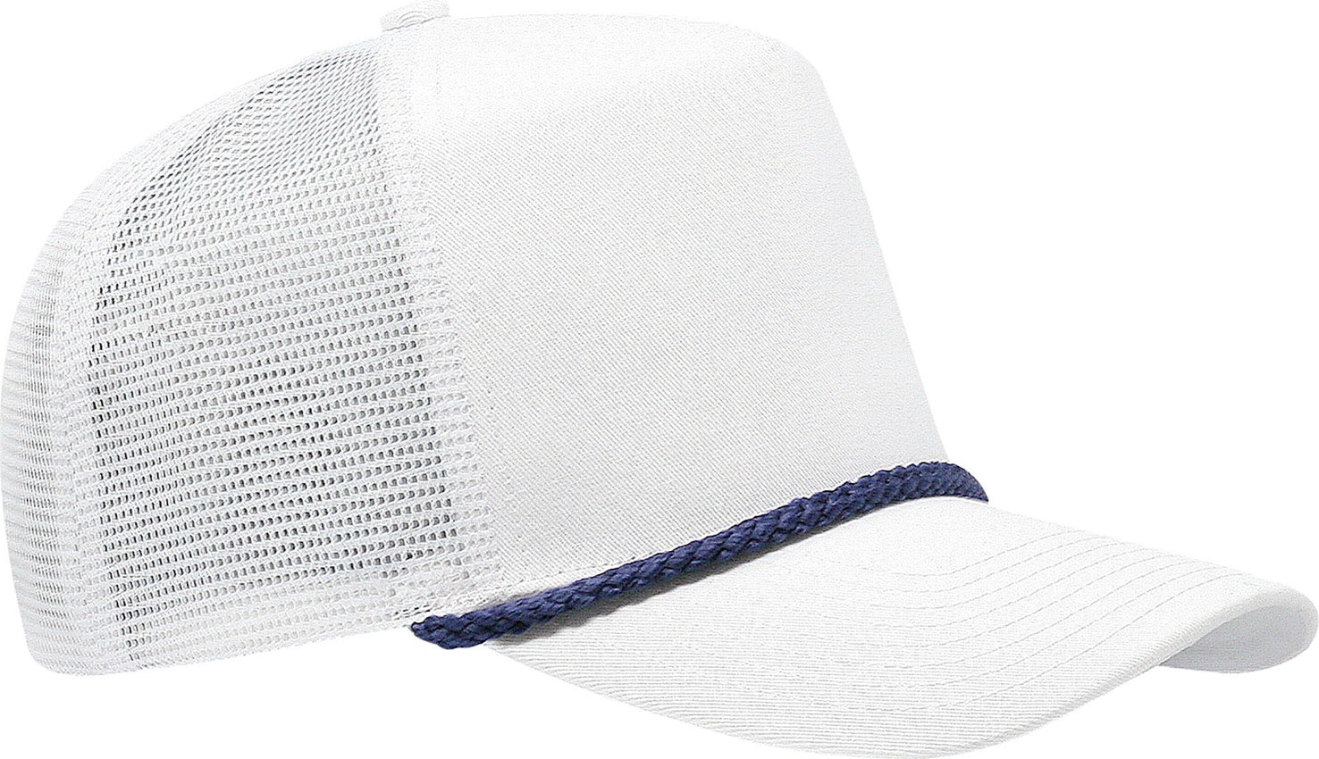 Cobra Cap C256m 5 Panel Cotton Twill Front Mesh Back 7 Mm Rope Upgraded Tsm - White Navy