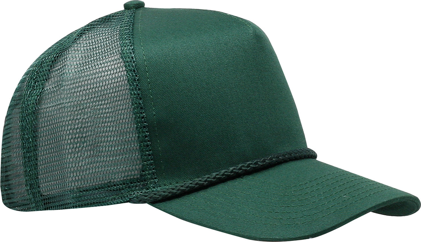 Cobra Cap C256m 5 Panel Cotton Twill Front Mesh Back 7 Mm Rope Upgraded Tsm - Dark Green